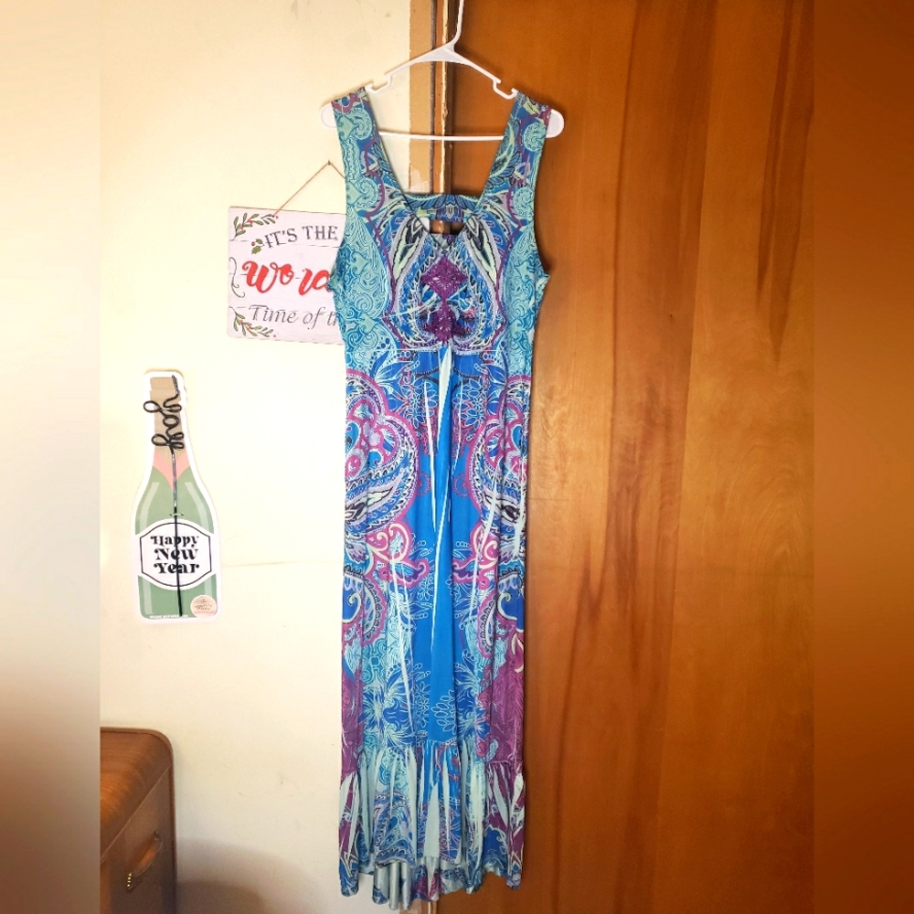 Unity World Wear Boho Printed Maxi Dress, Women's Size XL